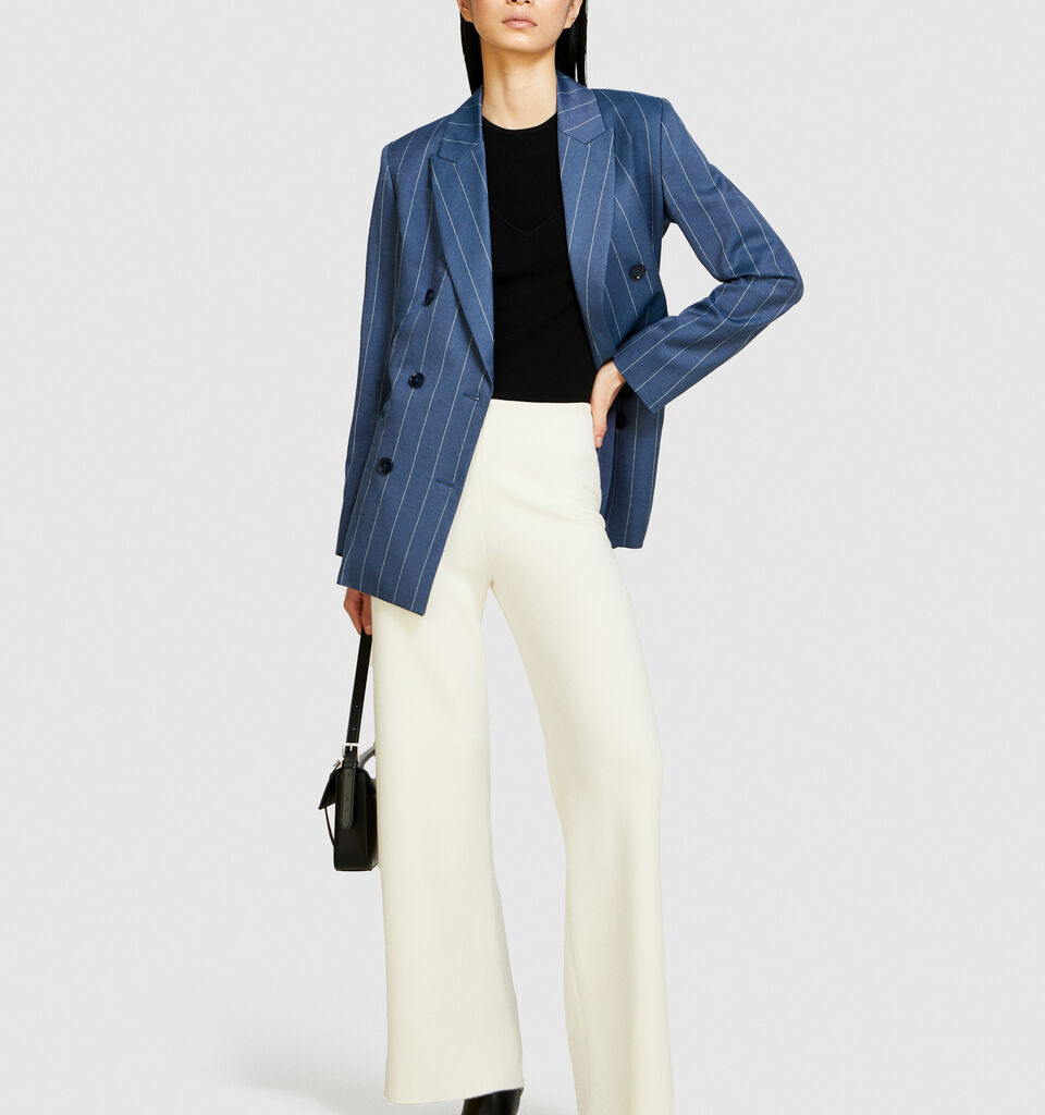 Knit trousers - women's palazzo trousers - Creamy White | Sisley image number 1